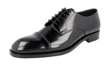 PRADA BESPOKE WELT SEWN Cap Toe Derby Dress Shoes 2EA129 Black NEW