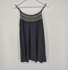 American Eagle Navy Blue Mini Dress Size XS Embroidered Beaded Adjustable Straps