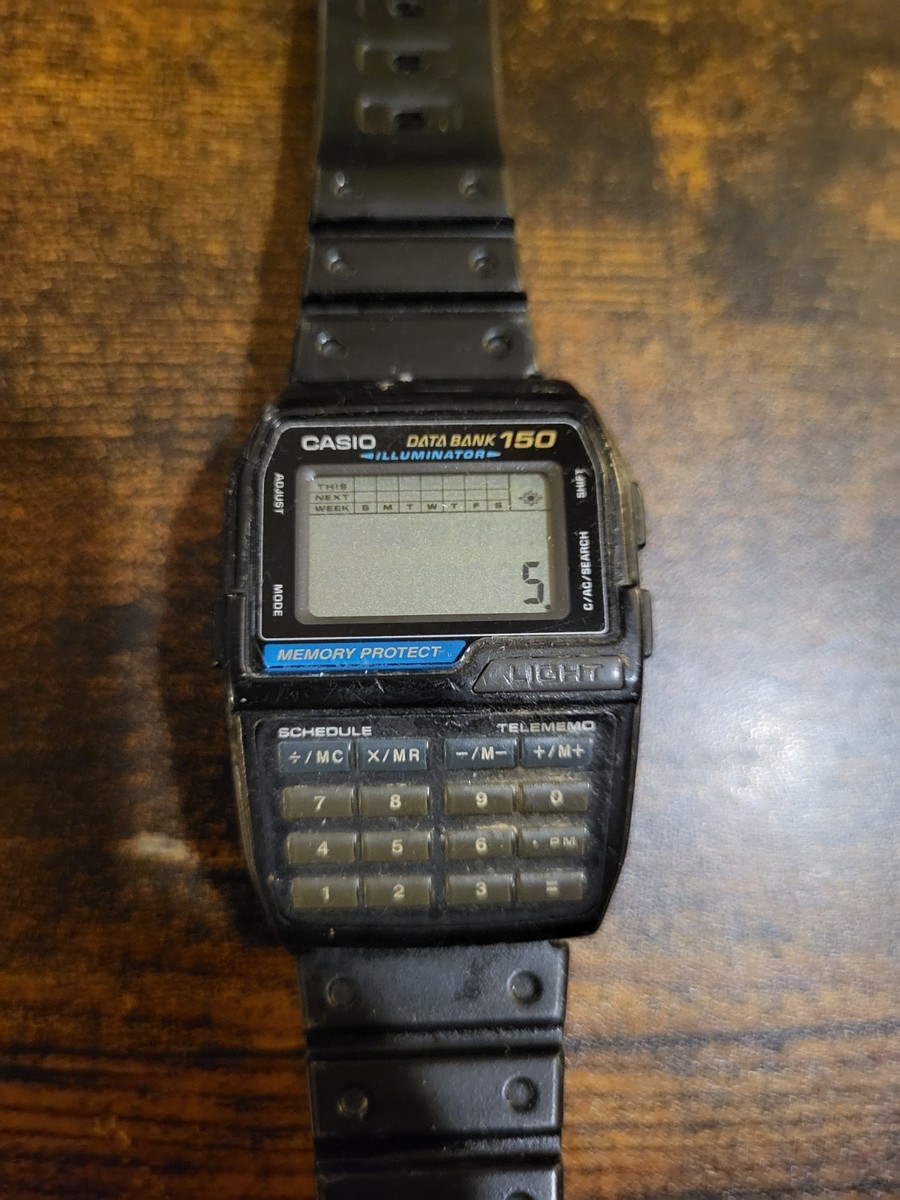 美品❢ CASIO DATA BANK 150 デジタル腕時計 Vintage Casio Dbc-150 Data Bank Calculator Watch DBC150 No