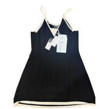 Chanel Sleeveless V-Neck Knit Top Dress Elegant Single Color Spring Summer