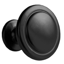 Flat Black Kitchen Cabinet Knobs - 1 1/4 Inch Round Drawer Handles - 10 Pack