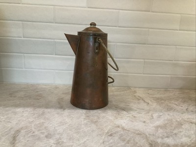 Vintage Copper Coffee Pot, Brass Swing Handle, Made In Portugal 10  Tall, R93