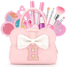 Kids Real Makeup Kit for Girls - 18Pcs Non-Toxic Washable Make up Toys with Init