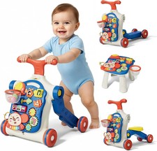 5 In 1 Baby Push Walker Sit To Stand Toddler Learning Toy Navy Blue 12 Months
