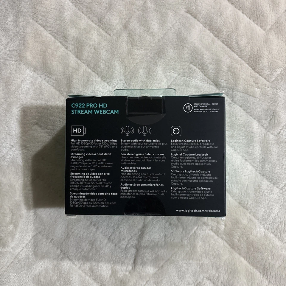 Logitech C922 1080p Pro Stream HD Webcam Black  960-001376 30 fps NEW SEALED - Image 2 of 4