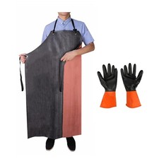 TonLing Rubber Apron Waterproof with Thick Rubber Gloves Heavy Duty Adjustable
