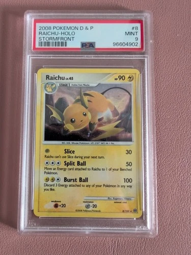 Raichu 8/100 Stormfront Holo Rare PSA 9 Mint Pokémon Card 2008 Diamond & Pearl