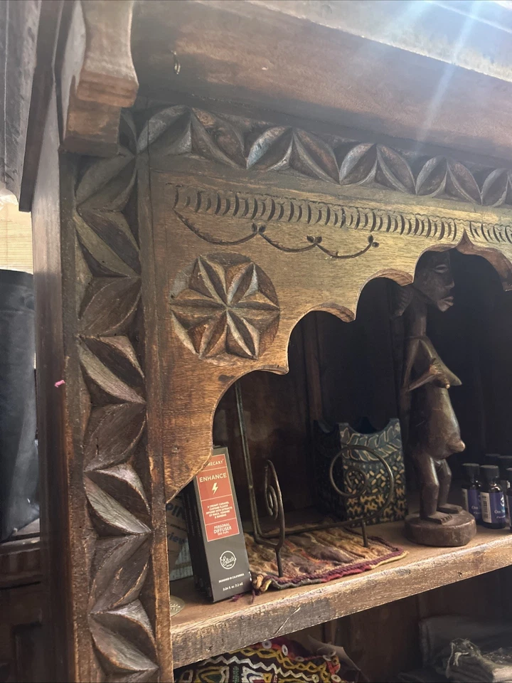 Резная винтажная деревянная книжная полка-Индия - Изображение 2 из 3