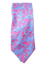 Paul Fredrick Pink Blue Paisley Floral 100 Silk Tie Made in Italy 59" x 3 1/4"