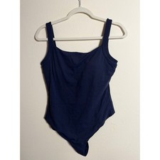 Rhone Navy Blue Square Neck Bodysuit with Shelf Bra Size Medium