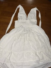 Women’s White Flowy Open Back Halter Dress Size M