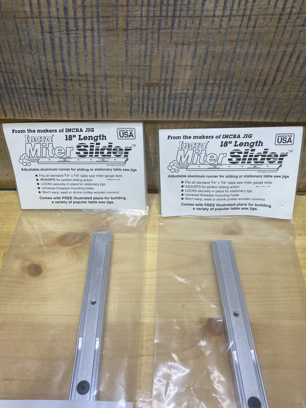 Lot of 2 INCRA Build-It System Miter Slider for Woodworking Jigs & Fixtures 18"