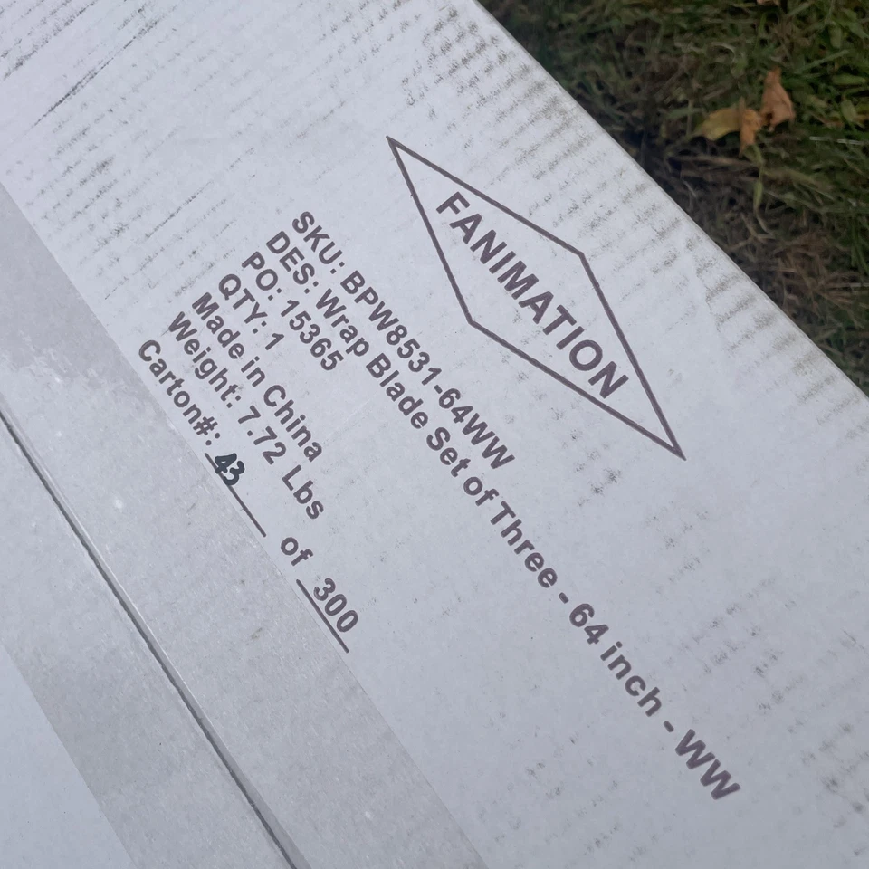 NEW Fanimation BPW853 1BPW8531-64WW Wrap Custom Set of 3 Blades 64" inch WHITE - Image 4 of 4