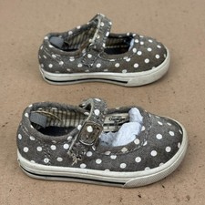 OshKosh B'gosh Toddler Girls Gray Polka Dot Mary Jane Sneakers Size US 3 EUR 18