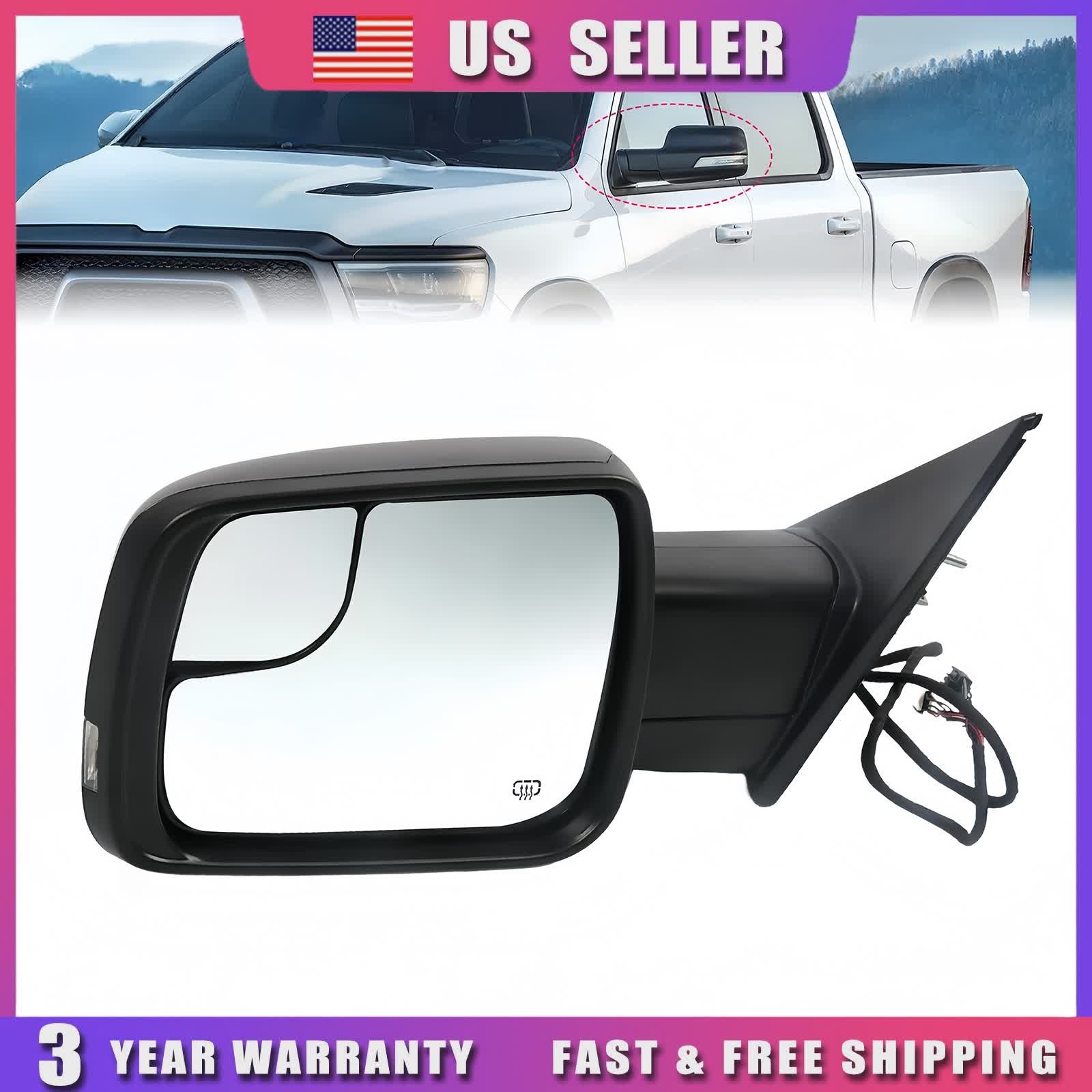 Mirror w/ Power Fold Signal & Puddle Lamp For 19-24 Ram 1500 Left Side Textured thumbnail 14