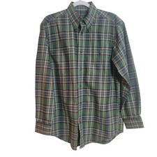 ORVIS Men's Plaid Button Down Shirt Long Sleeve Green Blue Cotton Casual Size M