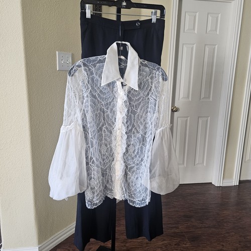 Valentino Juego de 3 piezas Top/Cami/Pantalón Crema y Negro Talla S - Imagen 2 de 16