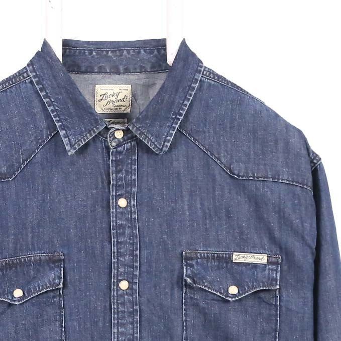 Lucky Brand Blue Button-Up Mens Xl image 3