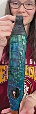Padded RIFLE Firearm SLING with Authentic ALLIGATOR skin Aqua blue leather strap