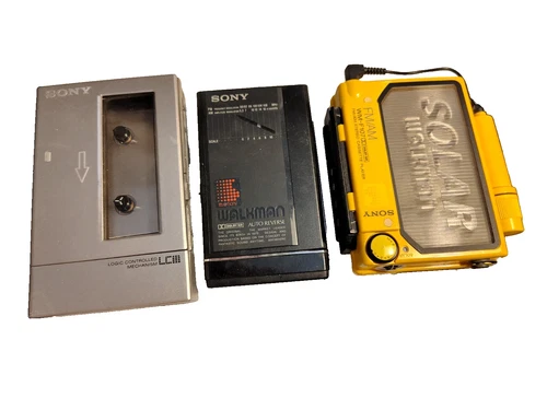 3 Vintage Cassette Sony WM-F107, WM-F100III, and TCM-7