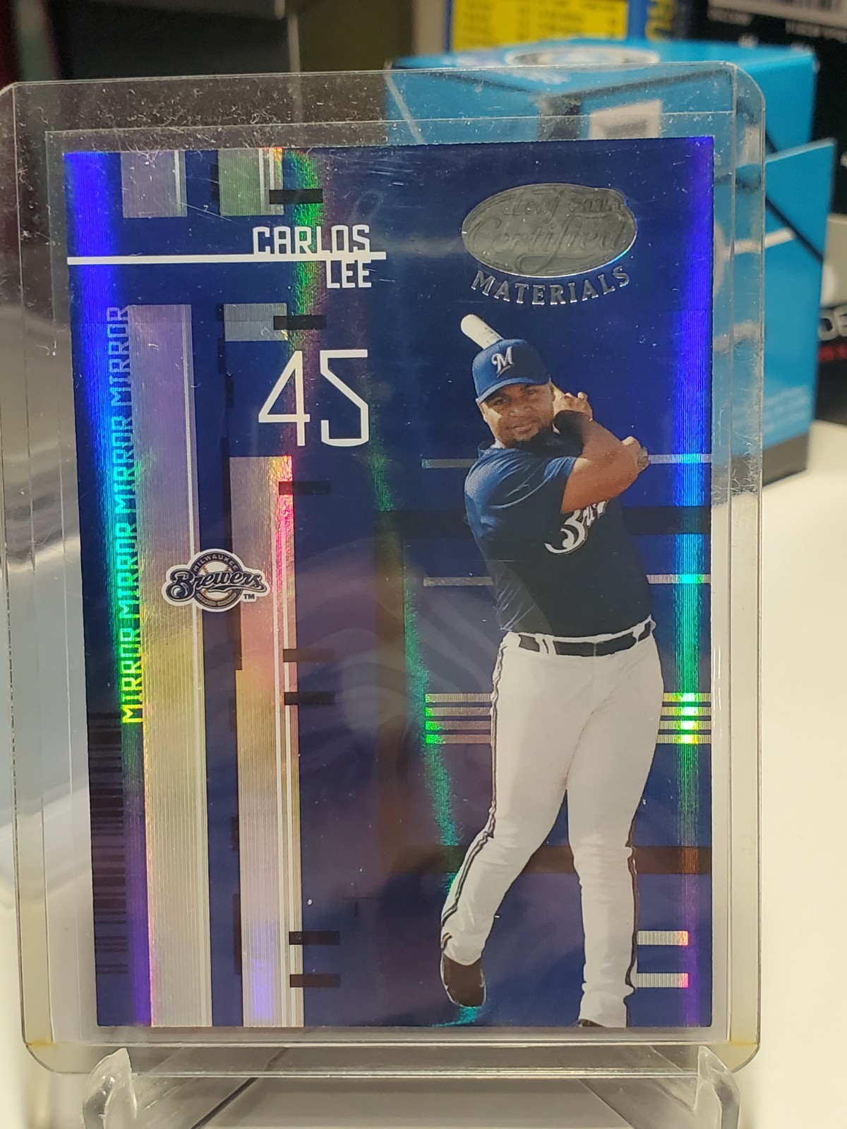 2005 Leaf Certified Materials #171 Carlos Lee Mirror Blue 8/50