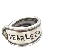 VINTAGE ENGRAVED FEARLESS SILVER PLATE SPOON RING SIZE 8 ADJUSTABLE BY DESIGN