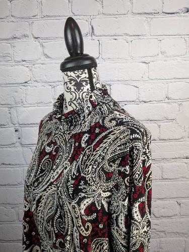 Susan Graver Mock Neck Size 3x Paisley Print Long Sleeve Stretch Knit Top b09a - Picture 8 of 11