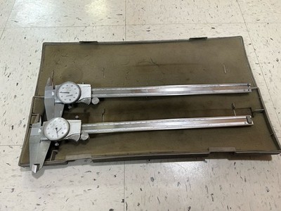 Lot of 2 Mitutoyo 12  Dial Calipers 505-646 .001  Japan FOR PARTS REPAIR