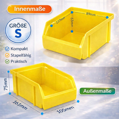 Stapelbox S Sichtlagerbox Lagerbox PP stapelbar robust Werkstatt Lager Lego
