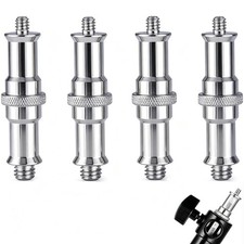 4 Pcs 1/4 to 3/8 Inch Metal Camera Tripod Male Adapters Silver