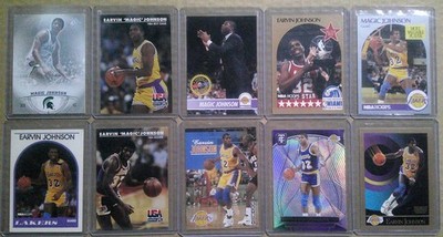 Lot Of 10 MAGIC JOHNSON NBA Cards, Inserts, Base    