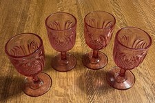 4 Fenton Pineapple Colonial Pink Water Wine  Goblets 8 oz