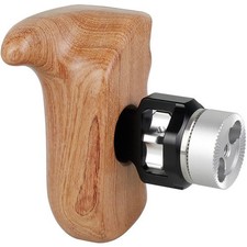 CAMVATE Left Side Wooden Handle Grip with Arri Rosette and Dual 1/4"-20 Mount