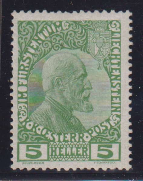 E7209: Liechtenstein #1 Mint, OG, VF, LH; CV $42 H