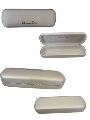 Original Christian Dior Silber Hart Brillen-/Sonnenbrillenetui Designer Aufbewahrungsbox