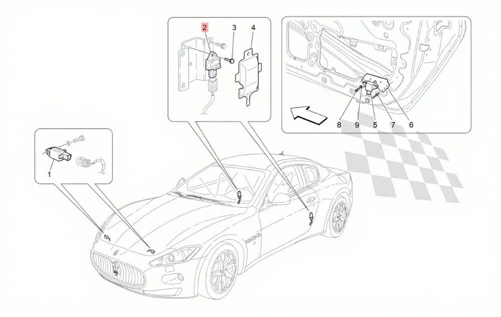 Maserati GranTurismo Sport 2012-2019 Front Right Crash sensor