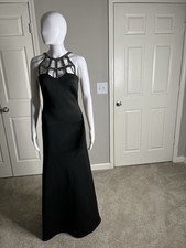 Elegant black evening gown dress with sparkle neck line Size Medium