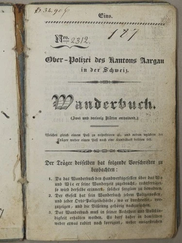 Libro escursionistico passaporto sellaio Svizzera Aarau passport - manoscritto polizia 1839 - Foto 4 di 12