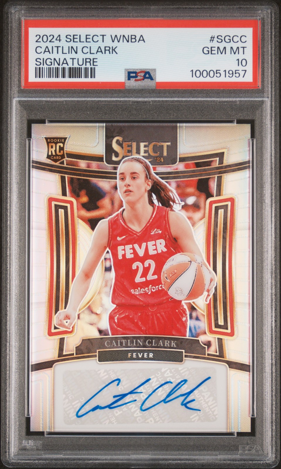 2024 Panini Select WNBA Signature #SG-CC Caitlin Clark Prizm Auto PSA 10