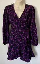 SUMMER DRESS SIZE 12 Silky Feel Faux Wrap Mini Dress