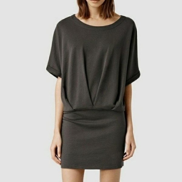Women AllSaints Dress Grey Cotton 38 / M / 46
