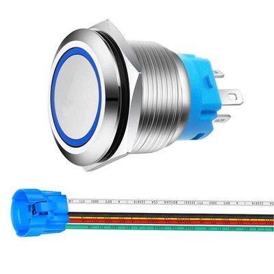 0.87 Inch/22mm Stainless Steel Momentary Push Button 12v24v Led 1no1nc Spdt On O