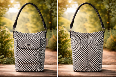 Talbots Black White Houndstooth Tweed Shoulder Bag Turn Lock New