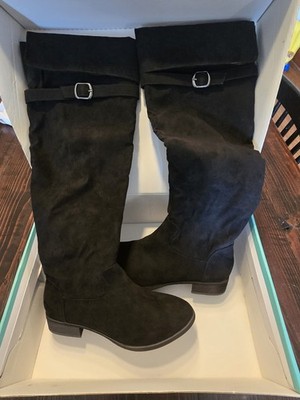 Maurices Women's Thora Over The Knee Riding Boots Black Suede Size 8.5