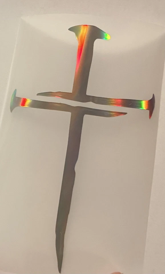 Pegatina calcomanía troquelada de vinilo uñas cruzadas - Jesucristo Dios religioso cristiano Foto 4 de 4