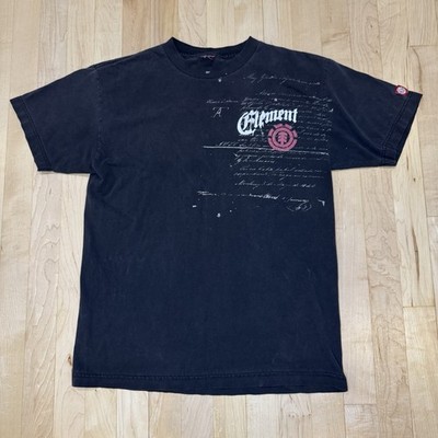 Vintage Y2K Element Skateboards T-Shirt Men's Size M Black Grunge Skater Tee