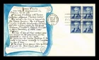 US COVER JAMES MONROE 5C FIRST DAY ISSUE BLOCK HAND WRITTEN HAND PAINTED