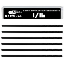1/16 Inch x 6 Aircraft Drill Bit (Professional Grade 6 1/16" x 6", black