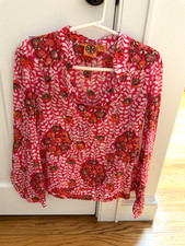 Tory Burch Pink Sequined Floral Cotton Tunic. Size 6.