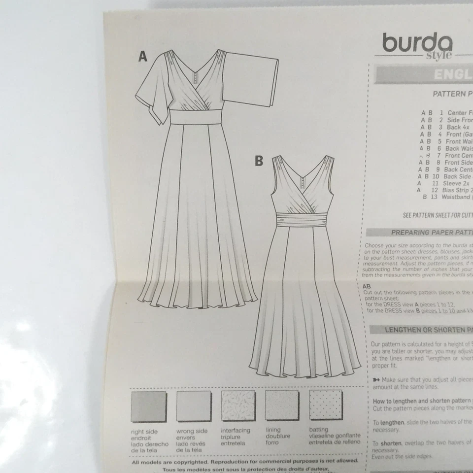 Burda 6583 Misses Dress Sewing Pattern Size 8-20 Uncut Empire Waist Draped Front - Image 3 of 4